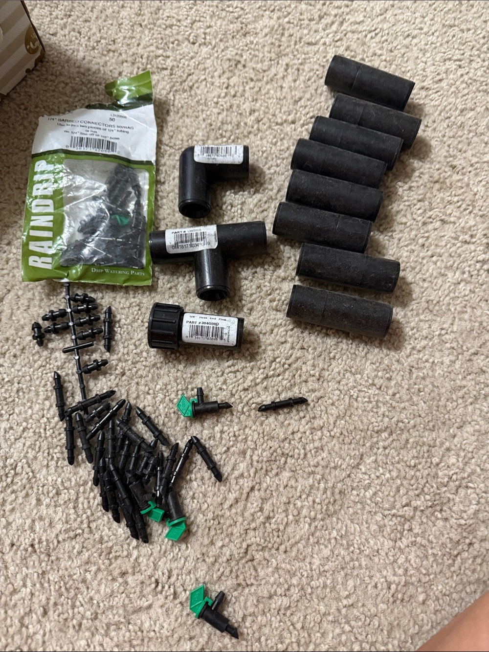 Black Micro Drip Irrigation Fittings Kit